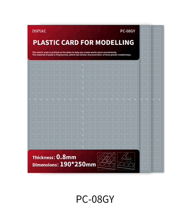 DSPIAE Plastic Card for Modelling - Grey (0.8 mm, 3 Sheets)