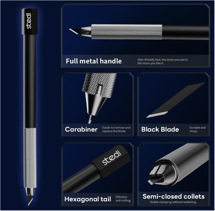Model 6mm pen knife set (with 15 carbon steel blades)