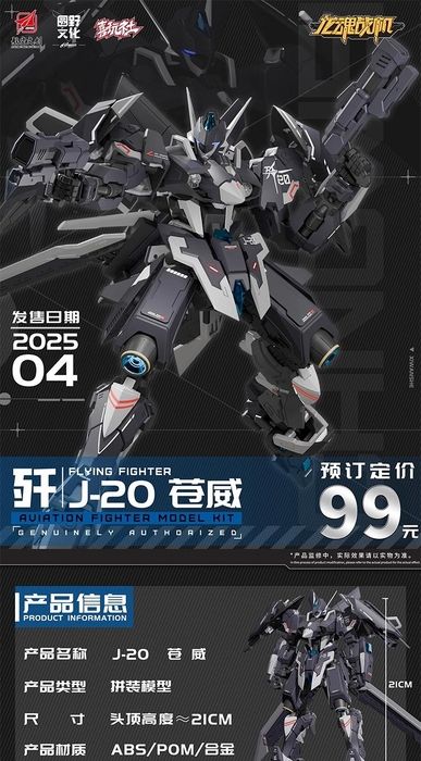 PlayClub J-20 Fighter Jet Cang Wei Metal Frame Model Kit